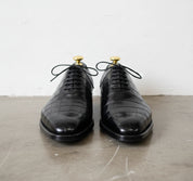 Handmade Men black aligators shoes, Men Oxfords shoes, Crocodile shoes mens - front-view