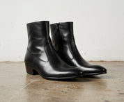 Handmade Men Black Ankle Leather Boot, Mens Side Zipper Boot, Mens Boot - angle-view-showing-depth