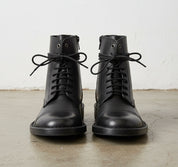 Handmade Men Black Boots, Combat Boot, Lace up Boot, Mens - front-view