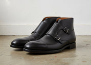 Handmade Men Black Boots, Double Monk Strap Boot, Leather Boots Formal - angle-view-showing-depth