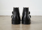 Handmade Men Black Boots, Double Monk Strap Boot, Leather Boots Formal - back-view