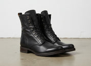 Handmade Men Black Combat Boots, Boot, Mens Lace up Boots - 3-4-right-view