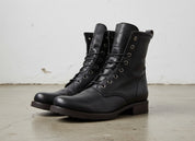 Handmade Men Black Combat Boots, Boot, Mens Lace up Boots - angle-view-showing-depth
