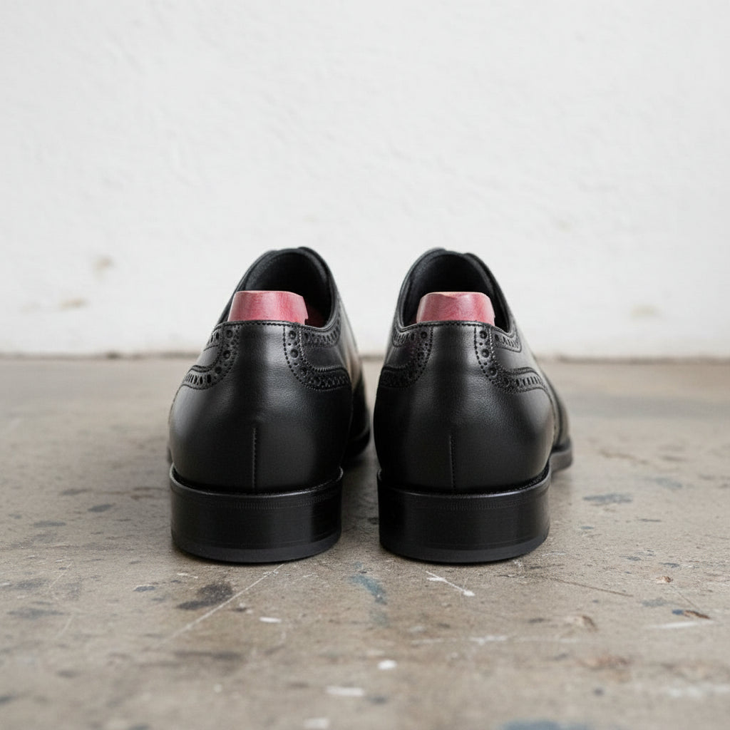 Handmade Men Black Formal Wingtip Shoes, Spectator Black Dress Shoes