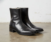 Handmade Men Black High Ankle Fashion Zipper Boots, Style Ankle Boots - angle-view-showing-depth