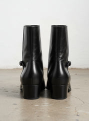 Handmade Men black high heel zipper boot, Mens classic ankle dress boots