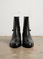 Handmade Men black high heel zipper boot, Mens classic ankle dress boots