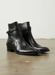 Handmade Men Black Jodhpurs Ankle Boot, Ankle High Leather Boot - angle-view-showing-depth