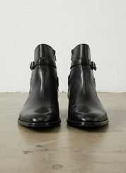 Handmade Men Black Jodhpurs Ankle Boot, Ankle High Leather Boot - front-view