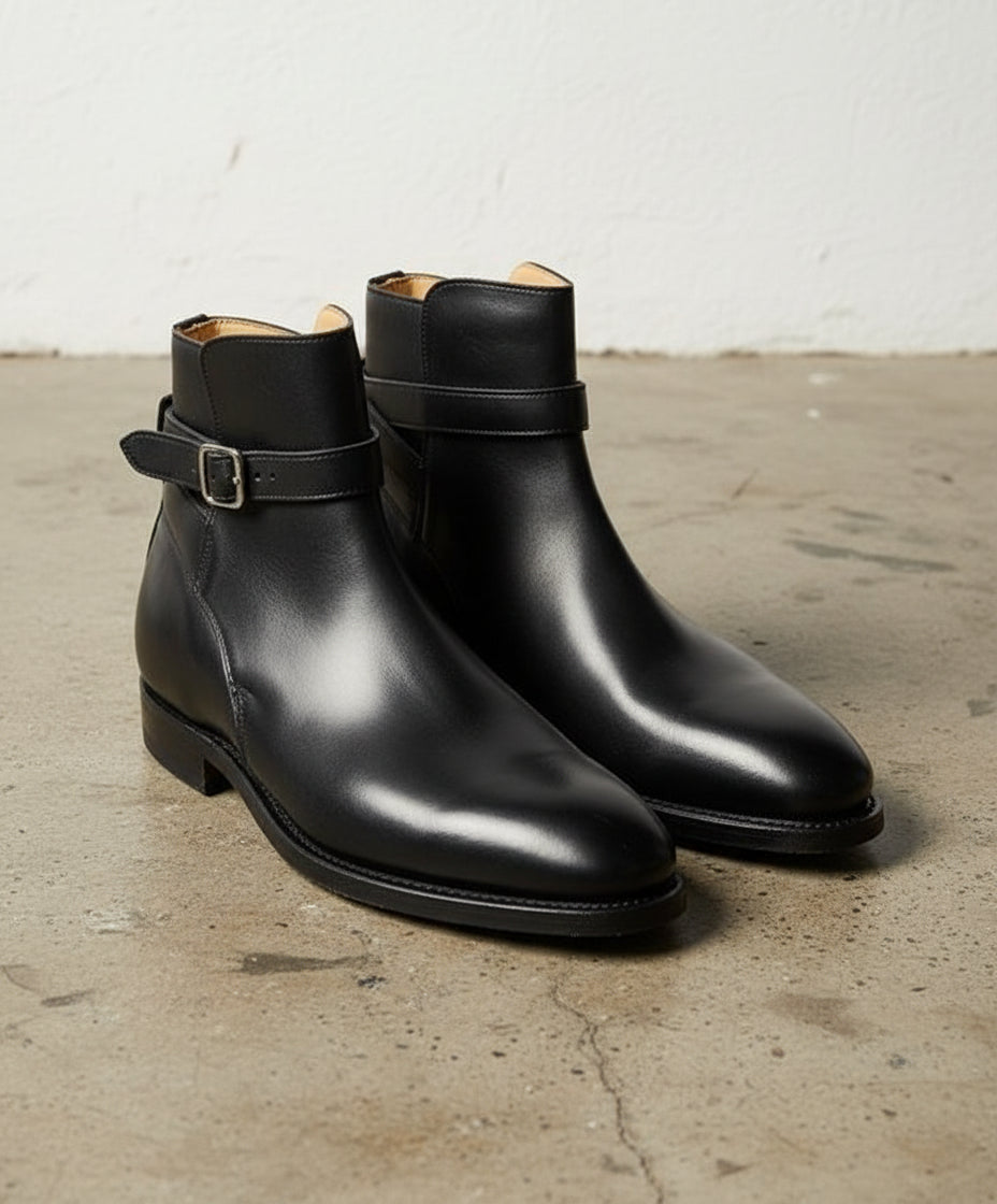 Handmade Men Black Jodhpurs Boot, Black Ankle Boot, Formal Boot