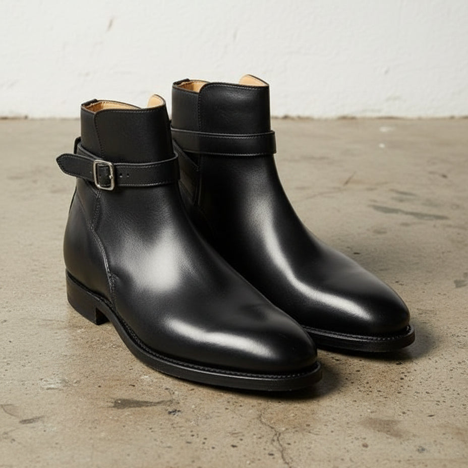 Handmade Men Black Jodhpurs Boot, Black Ankle Boot, Formal Boot