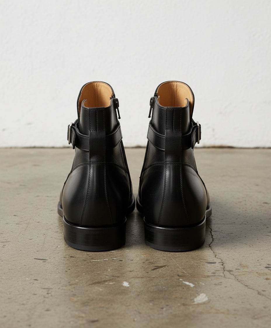 Handmade Men Black Jodhpurs Boot, Black Ankle Boot, Formal Boot