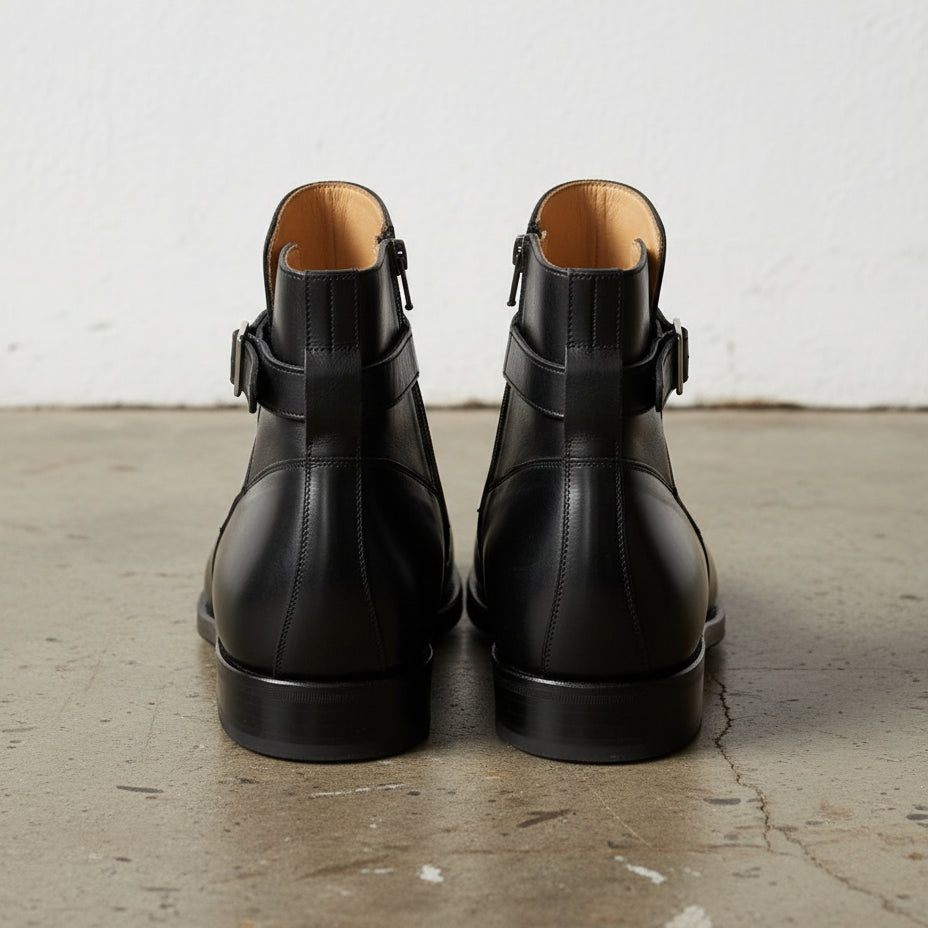 Handmade Men Black Jodhpurs Boot, Black Ankle Boot, Formal Boot