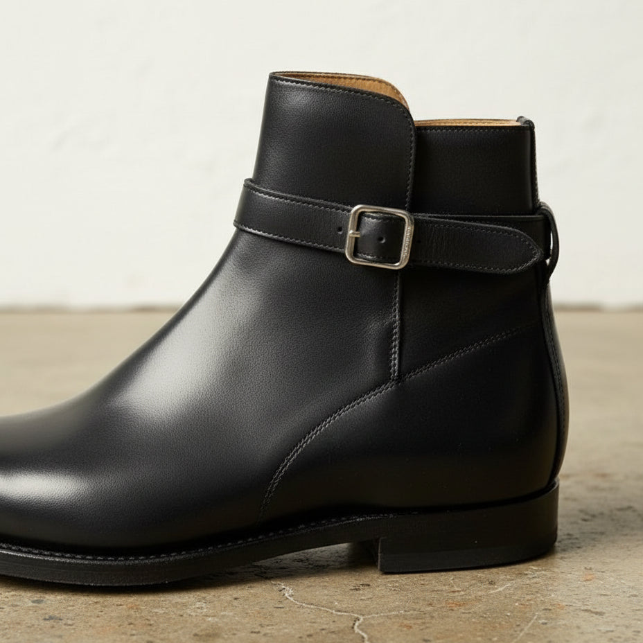 Handmade Men Black Jodhpurs Boot, Black Ankle Boot, Formal Boot