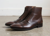 Handmade Men Black Lace Up Boots, Cap Toe Ankle Leather, Mens Boots