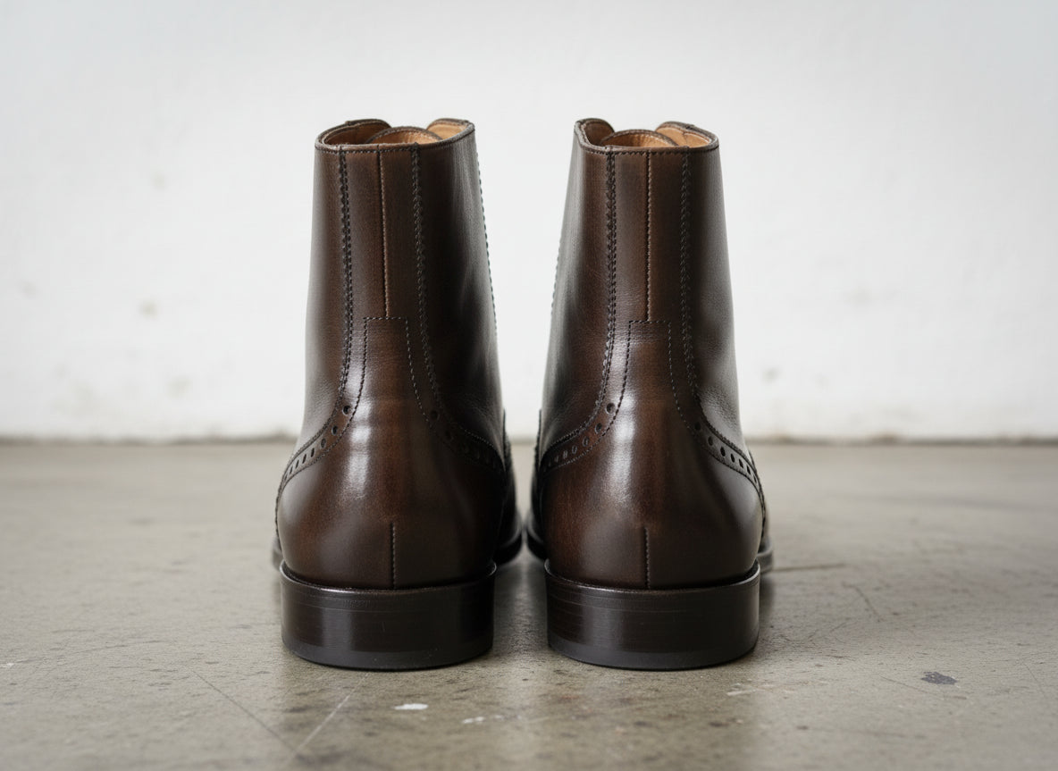 Handmade Men Black Lace Up Boots, Cap Toe Ankle Leather, Mens Boots