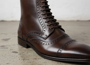 Handmade Men Black Lace Up Boots, Cap Toe Ankle Leather, Mens Boots