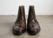 Handmade Men Black Lace Up Boots, Cap Toe Ankle Leather, Mens Boots