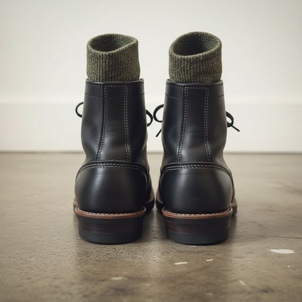 Handmade Men Black Leather Casual Boots, Ankle High Boots, Boots - back-view