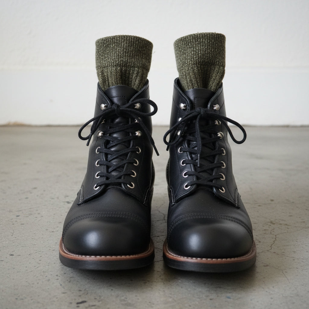 Handmade Men Black Leather Casual Boots, Ankle High Boots, Boots - front-view