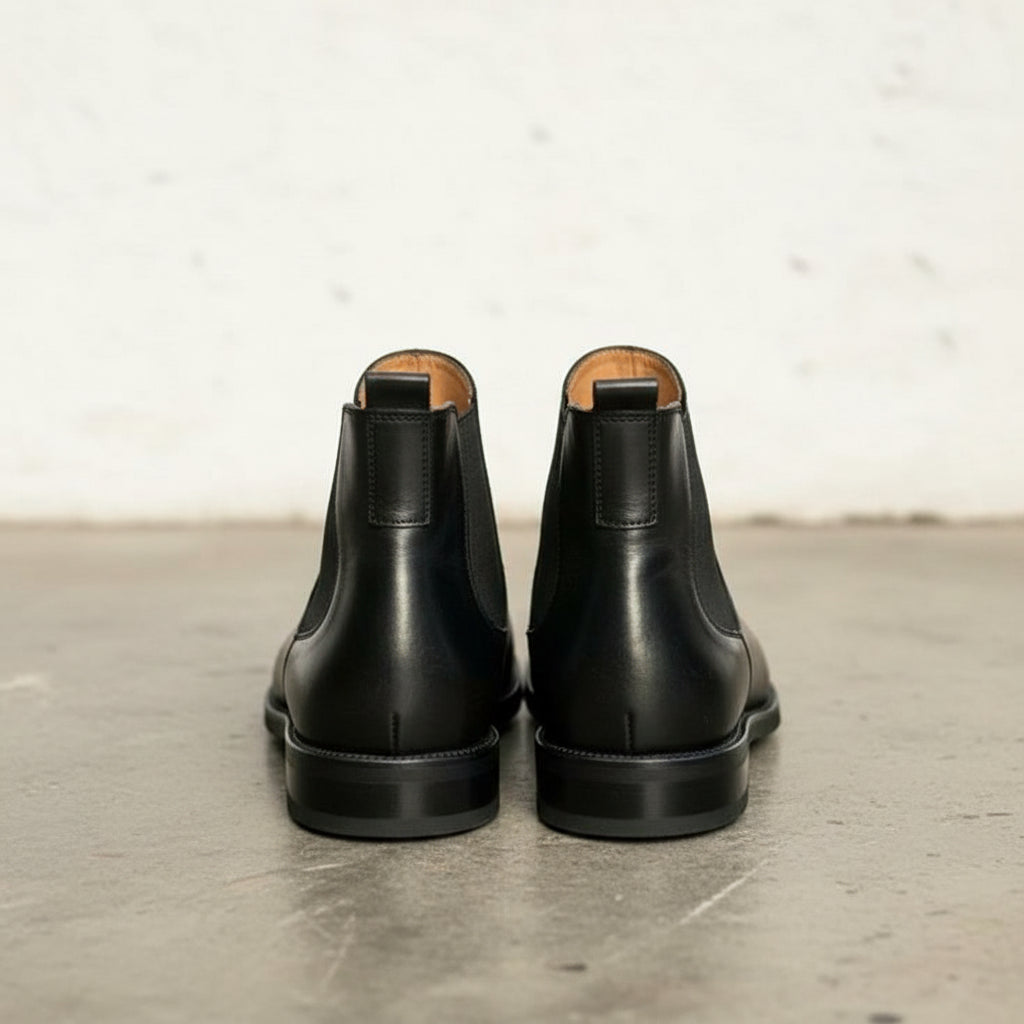 Handmade Men black leather chelsea boots, Made to order dress boots