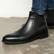 Handmade Men black leather chelsea boots, Made to order dress boots