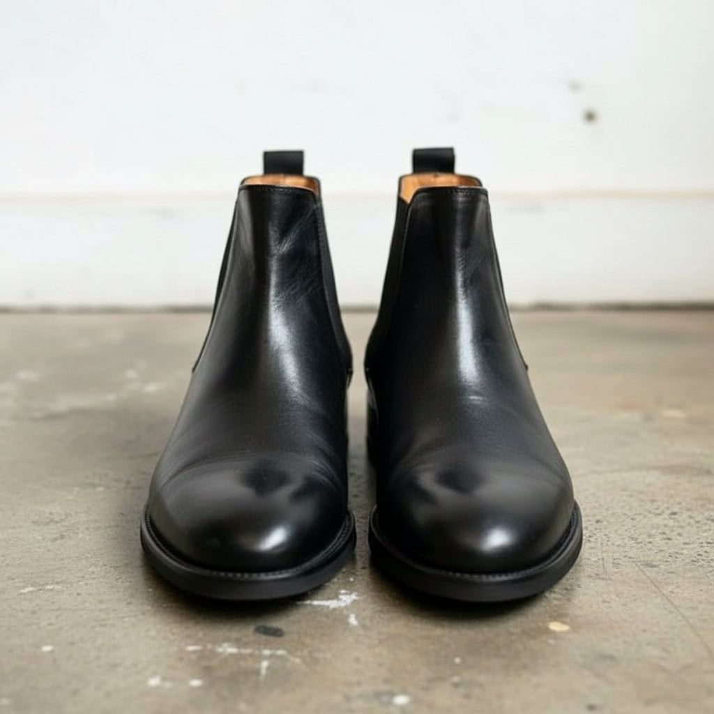 Handmade Men black leather chelsea boots, Made to order dress boots