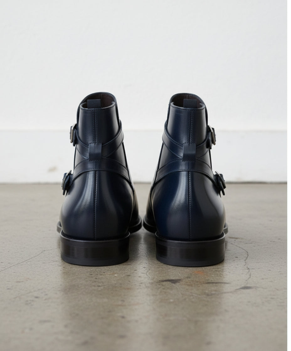 Handmade Men Black leather Jodhpurs boot - back-view