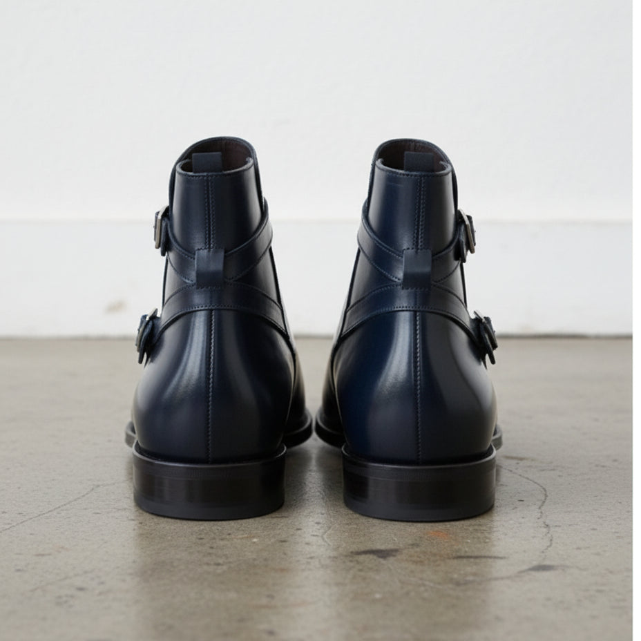 Handmade Men Black leather Jodhpurs boot - back-view