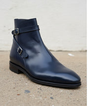 Handmade Men Black leather Jodhpurs boot - detail-view-showing-texture