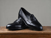 Handmade Men black leather moccasins, Men black leather penny loafer, Shoes