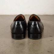 Handmade Men Black Ostrich Leather Formal Dress Shoes,Oxford Business Shoes - back-view