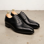 Handmade Men black Oxford leather dress shoes, Men black business shoes - 3-4-right-view