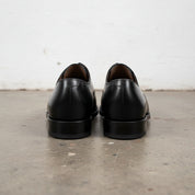 Handmade Men black Oxford leather dress shoes, Men black business shoes - back-view