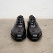 Handmade Men black Oxford leather dress shoes, Men black business shoes - front-view