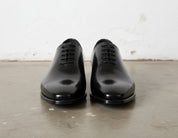 Handmade Men Black Oxfords shoes, Men dress shoes, Black tuxedo shoes - front-view