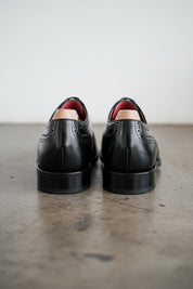 Handmade Men Black Oxfors leather shoes, Men wingtip dress shoes - back-view