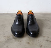 Handmade Men Black Oxfors leather shoes, Men wingtip dress shoes, Mens shoe - front-view
