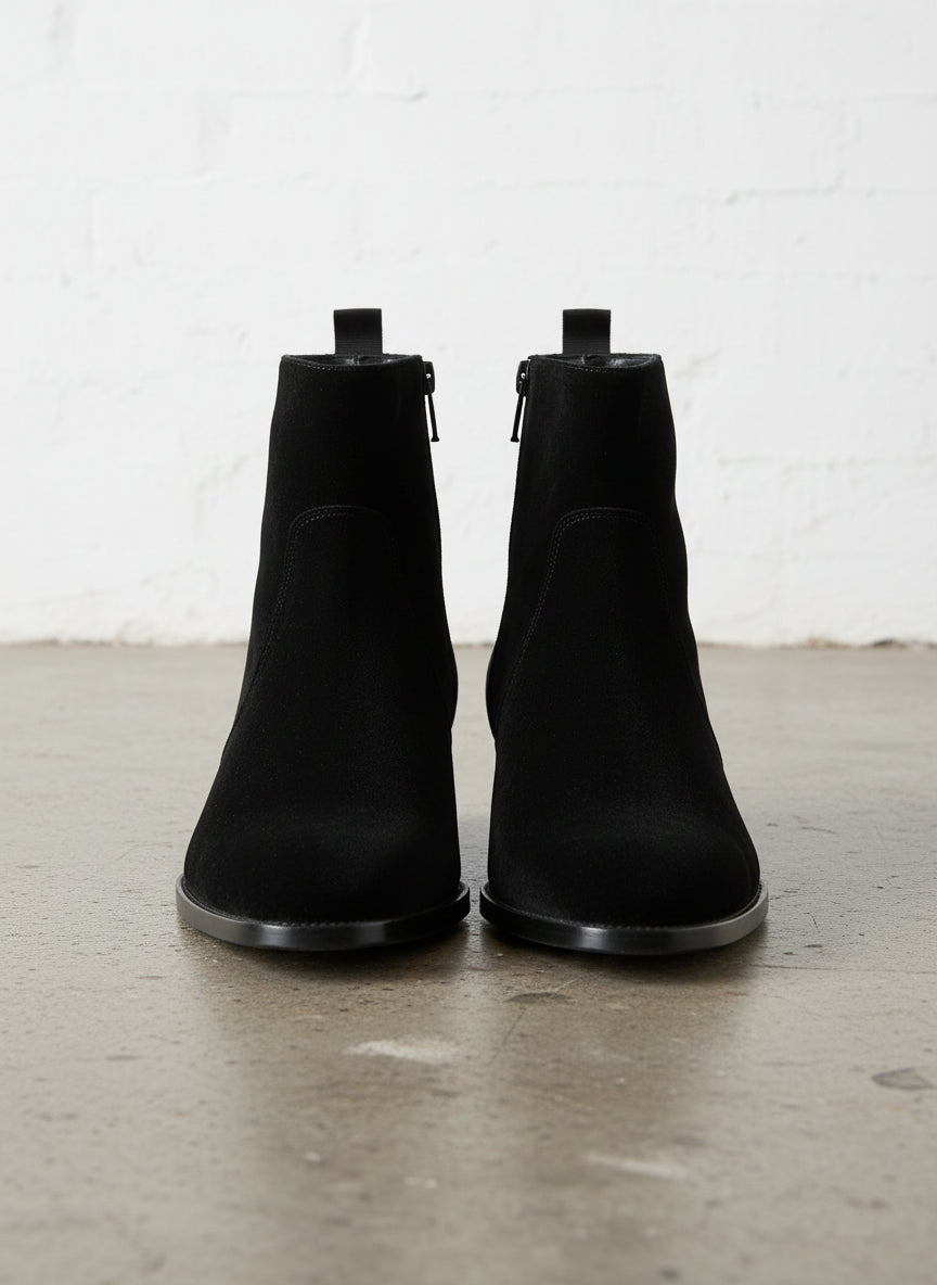 Men's Black Suede Ankle Dress Boots with Side Zip Closure Rebels Market Men's Black Suede Ankle Dress Boots with Side Zip Closure Rebels Market