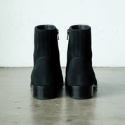Handmade Men Black Suede Leather Zipper Boots, Men Biker Zipper Boots - back-view