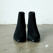 Handmade Men Black Suede Leather Zipper Boots, Men Biker Zipper Boots - front-view