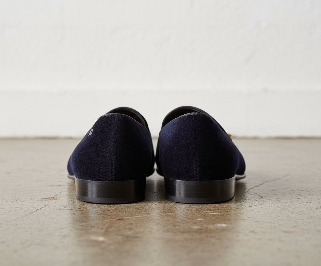 Handmade Men Black Velvet Tassels Shoes, Velvet Loafer Shoes Moccasins