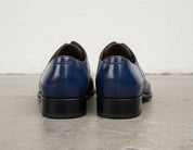 Handmade Men blue calf leather dress shoes, Mens blue oxfords shoes - back-view