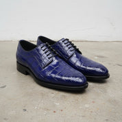 Handmade Men blue crocodile Oxfords shoes , Men blue alligators dress shoes - 3-4-right-view