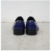 Handmade Men blue crocodile Oxfords shoes , Men blue alligators dress shoes - back-view