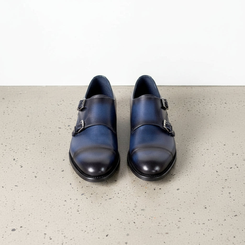 Handmade Men Blue Double buckle dress shoes, Men Blue formal monk shoes US 11 / Blue / D - Standard Handmade Men Blue Double buckle dress shoes, Men Blue formal monk shoes US 11 / Blue / D - Standard