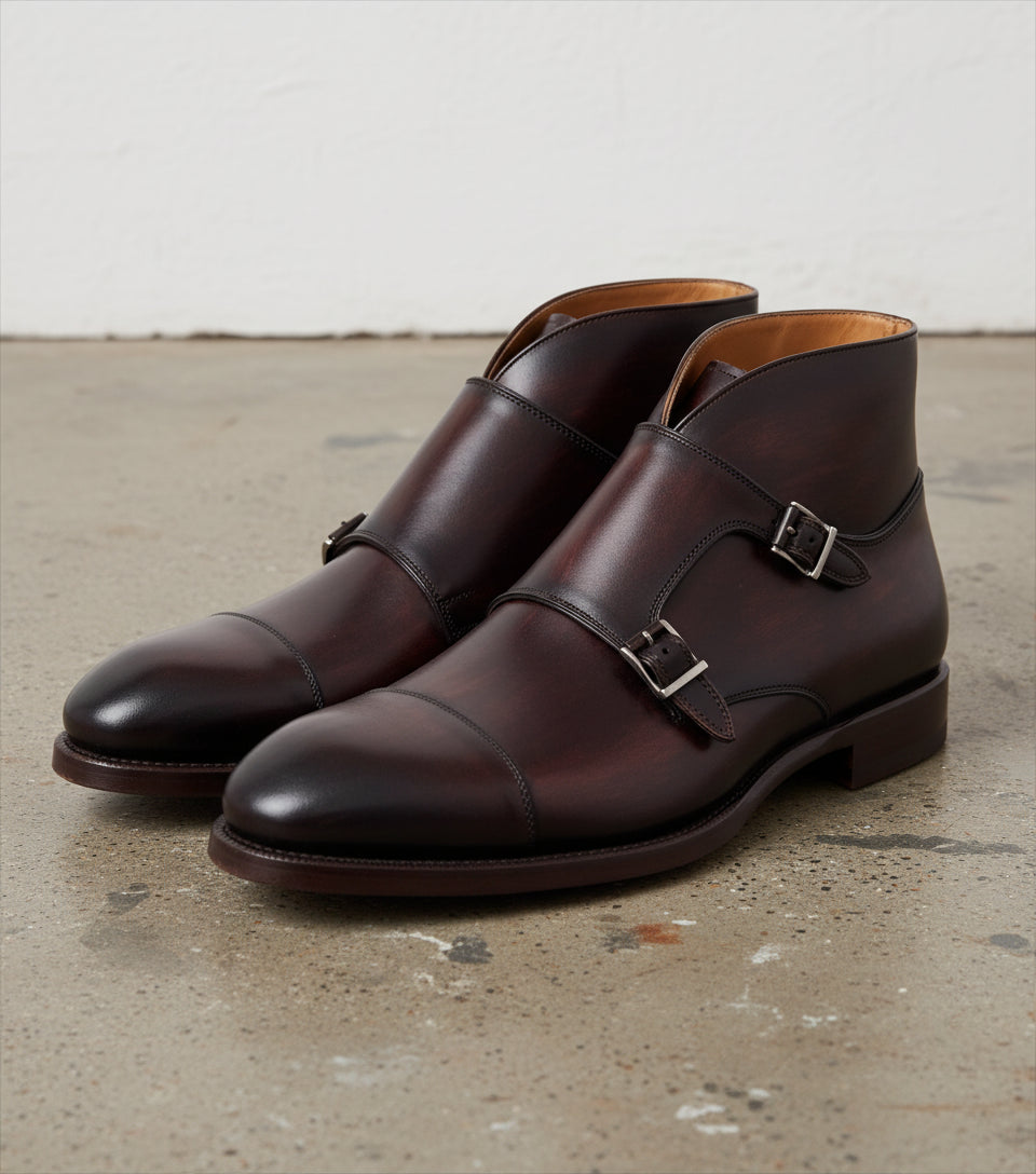 Handmade Men Brown Boots, Double Monk Strap Boot, Leather Boots, Formal