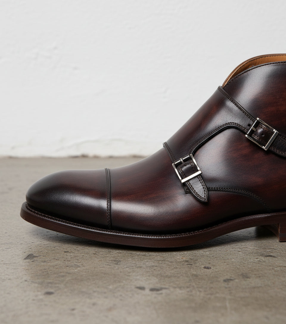 Handmade Men Brown Boots, Double Monk Strap Boot, Leather Boots, Formal