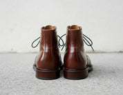 Handmade Men brown cap toe ankle boot, Men dress boots, Men ankle boot - back-view