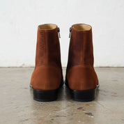 Handmade Men Brown Cap toe Ankle boots, Men side zipper classic ankle boot